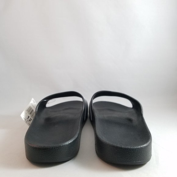 NEW Mens Sz 12 Adilette Aqua Slides - Black / White - Picture 5 of 9